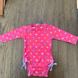 Pink Heart Patterned Baby Swimsuit